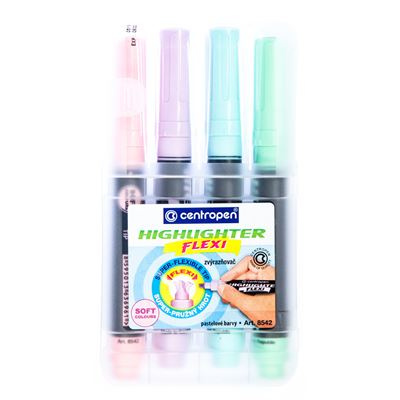 Zvýrazňovač Centropen 8542/4 Flexi, pastelový CENTROPEN, a.s.