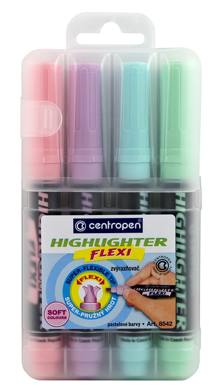 Zvýrazňovač Centropen 8542/4 Flexi, pastelový CENTROPEN, a.s.