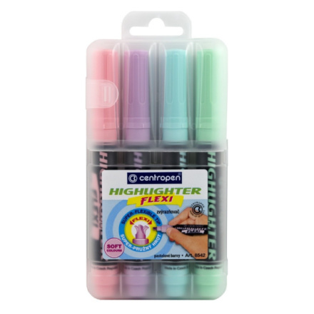 Zvýrazňovač Centropen 8542/4 Flexi, pastelový CENTROPEN, a.s.