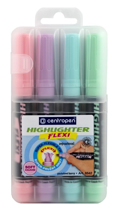 Zvýrazňovač Centropen 8542/4 Flexi, pastelový CENTROPEN, a.s.