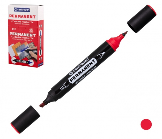Popisovač Centropen Double 1666 červený Permanentní CENTROPEN, a.s.