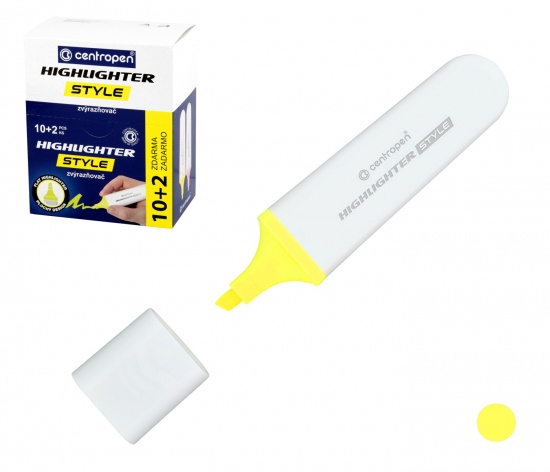 Zvýrazňovač Centropen 6252 žlutý, plochý CENTROPEN, a.s.