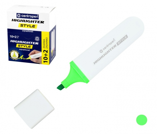 Zvýrazňovač Centropen 6252 zelená, plochý CENTROPEN, a.s.