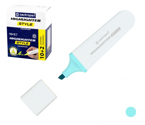 Zvýrazňovač Centropen 6252 modrý pastelově, plochý CENTROPEN, a.s.
