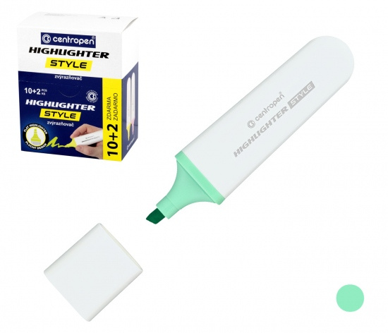 Zvýrazňovač Centropen 6252 zelená pastelově, plochý CENTROPEN, a.s.