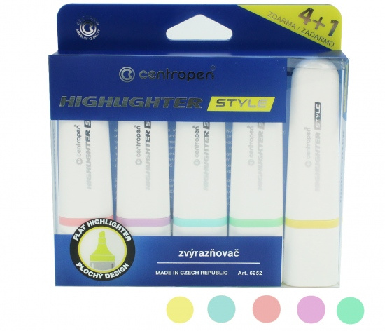 Zvýrazňovač Centropen 6252/4+1 pastelový CENTROPEN, a.s.