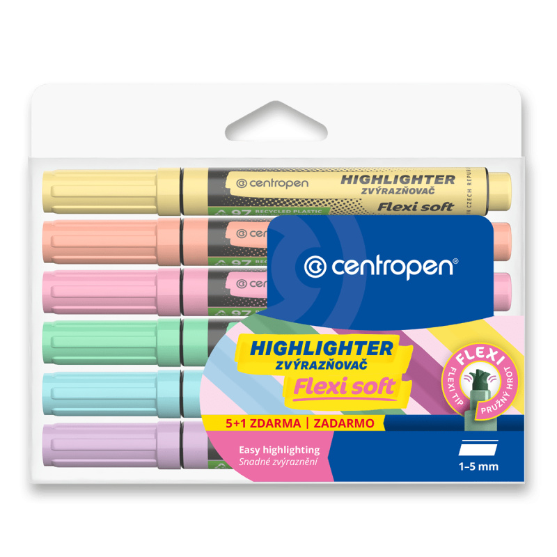 Zvýrazňovač Centropen 8542/6 Flexi pastelový CENTROPEN, a.s.
