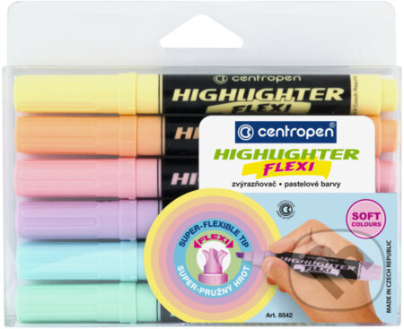 Zvýrazňovač Centropen 8542/6 Flexi pastelový CENTROPEN, a.s.