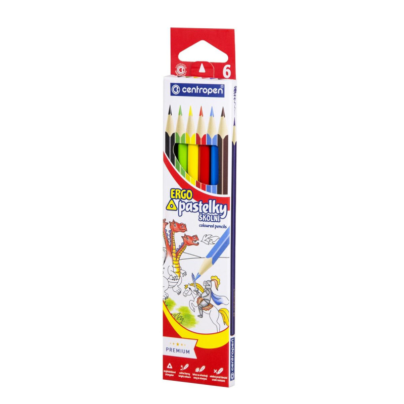 Centropen Školní pastelky trojhranné - sada 6 barev