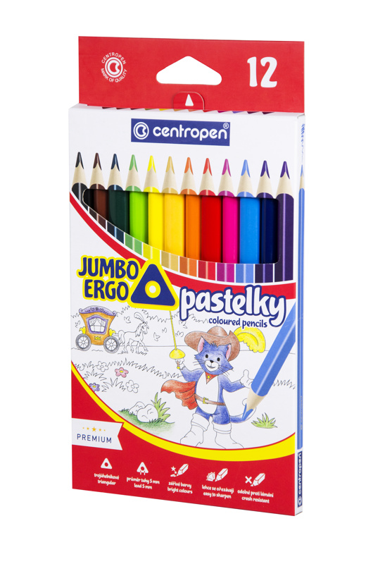 Centropen Pastelky 12 barev  JUMBO trojhranné