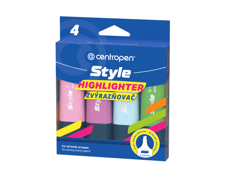 Centropen Highlighter Style 6252 Soft - zvýrazňovač - sada 4  pastelových barev