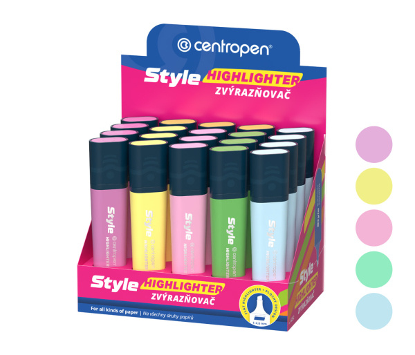 Zvýrazňovač CENTROPEN 6252/20 pastelový, plochý CENTROPEN, a.s.