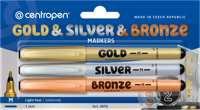 Popisovač CENTROPEN 2670/3 stříbrný+ zlatý + bronzový CENTROPEN, a.s.