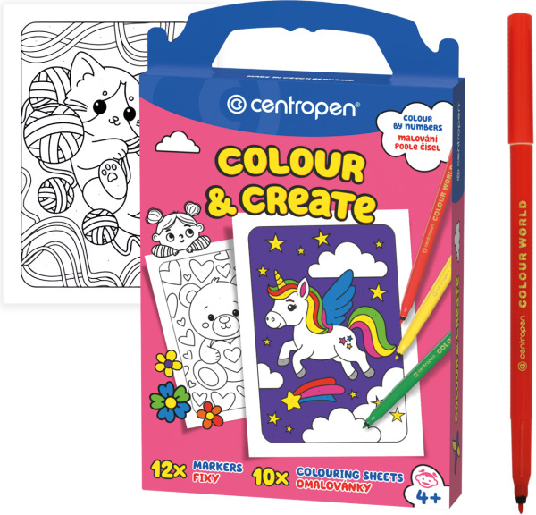 Malování podle čísel + fix holky CENTROPEN 9350/12 barev CENTROPEN, a.s.