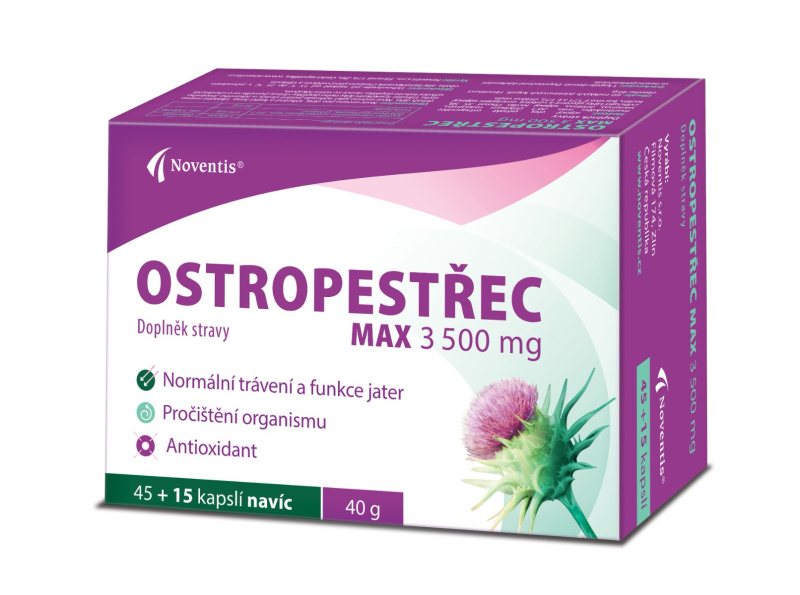 NOVENTIS Ostropestřec max 3500 mg 45+15 kapslí