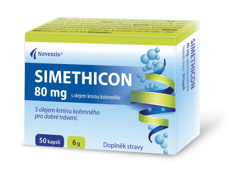 NOVENTIS Simethicon 80 mg s olejem kmínu kořenného 50 kapslí