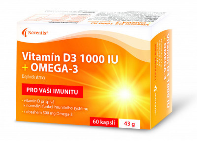 NOVENTIS Vitamín D3 1000 IU + Omega-3 60 kapslí