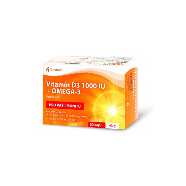 NOVENTIS Vitamín D3 1000 IU + Omega-3 60 kapslí