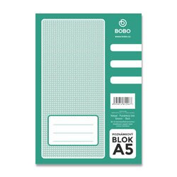 Lepený blok Bobo blok A5, čtverečkovaný, 50 listů
