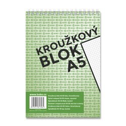 Bobo blok - kroužkový blok - A5, 50 l., čtverečkovaný