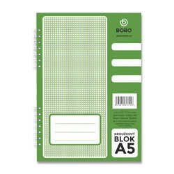BoBo Blok s boční vazbou A5, čtverečkovaný, 50 listů