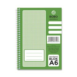 BoBo Blok s boční vazbou A6, čtverečkovaný, 50 listů