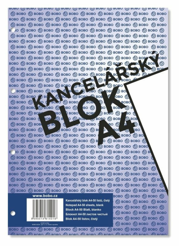 Bobo blok - lepený blok, děrovaný - A4, 50 l., čistý