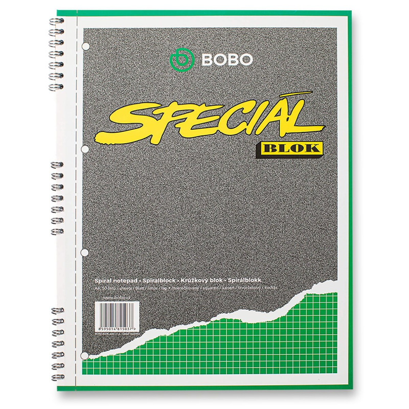 Bobo blok Speciál - kroužkový blok - A4, 50 l., čtverečkovaný