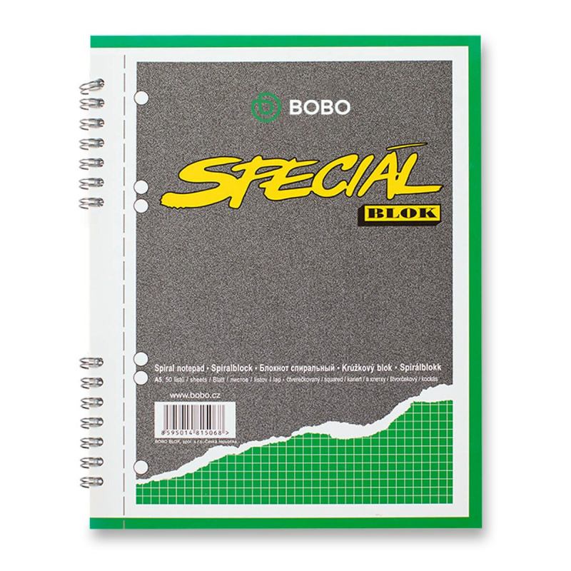 Bobo blok Speciál - kroužkový blok - A5, 50 l., čtverečkovaný