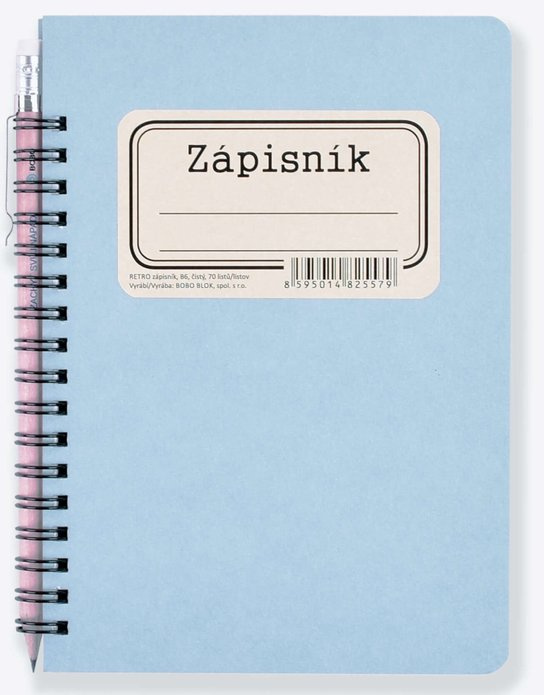 Bobo blok Retro - kroužkový zápisník - B6, 70 l., čistý, sv. modrá