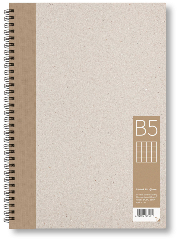 Bobo blok - kroužkový blok - B5, 50 l., čtverečkovaný