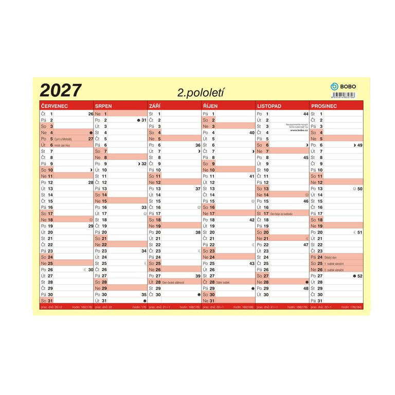 BOBO Kalendář lístkový 2027 A3