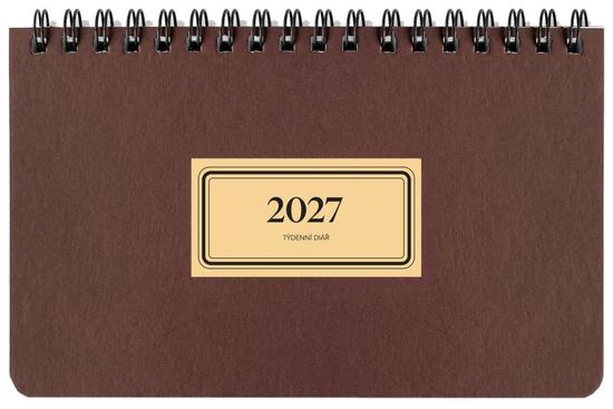 Diář 2027 týdenní na šířku RETRO, vínový