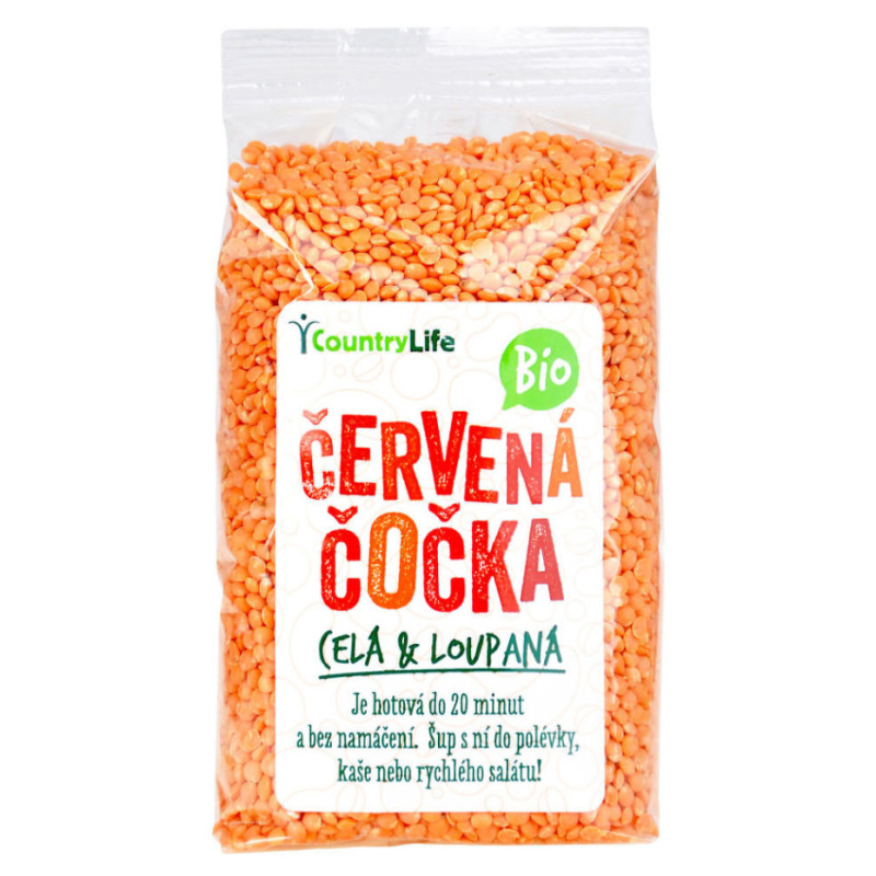 Country Life BIO Čočka červená celá loupaná 500 g