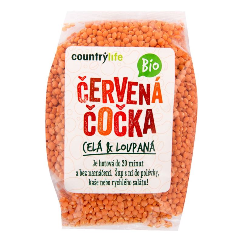 Country Life BIO Čočka červená celá loupaná 500 g