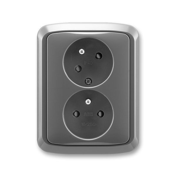 Zásuvka 230 V dvojnásobná kompletní ABB Tango IP 40 kouřová šedá