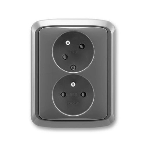 Zásuvka 230 V dvojnásobná kompletní ABB Tango IP 40 kouřová šedá