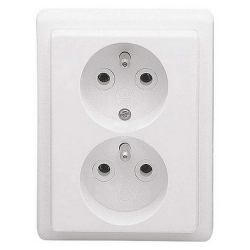 Zásuvka 230 V dvojnásobná kompletní ABB Classic jasně bílá