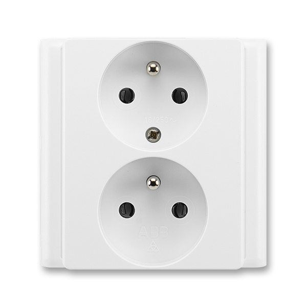 Zásuvka 230 V 81×81 dvojnásobná kompletní ABB Classic jasně bílá