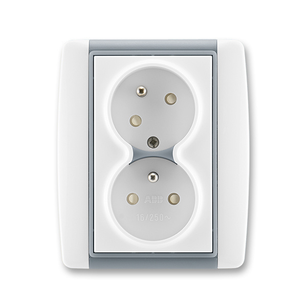 Zásuvka 230 V dvojnásobná kompletní ABB Element IP 40 bílá, ledová šedá