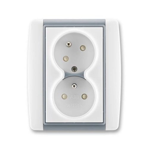 Zásuvka 230 V dvojnásobná kompletní ABB Element IP 40 bílá, ledová šedá