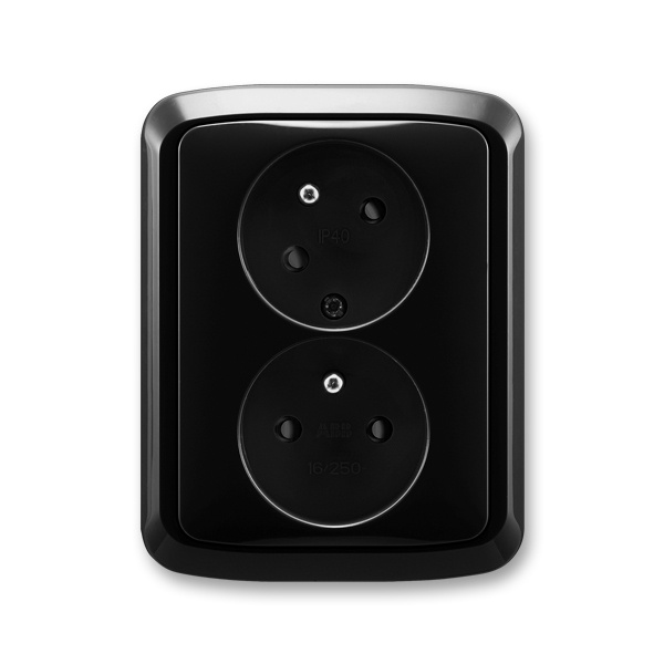 Zásuvka 230 V dvojnásobná kompletní ABB Tango IP 40 černá