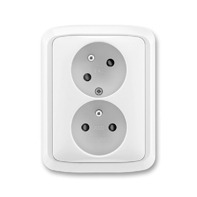 Zásuvka 230 V dvojnásobná kompletní ABB Tango natočená zásuvka bílá