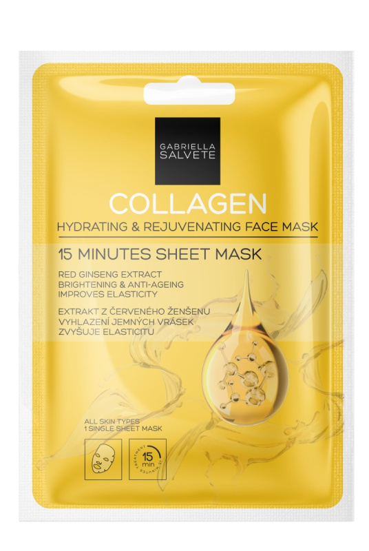 Gabriella Salvete Face Mask Collagen plátýnková maska pro rozjasnění a vyhlazení pleti 1 ks