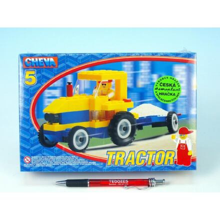 Stavebnice Cheva - Traktor s vlekem 84 ks