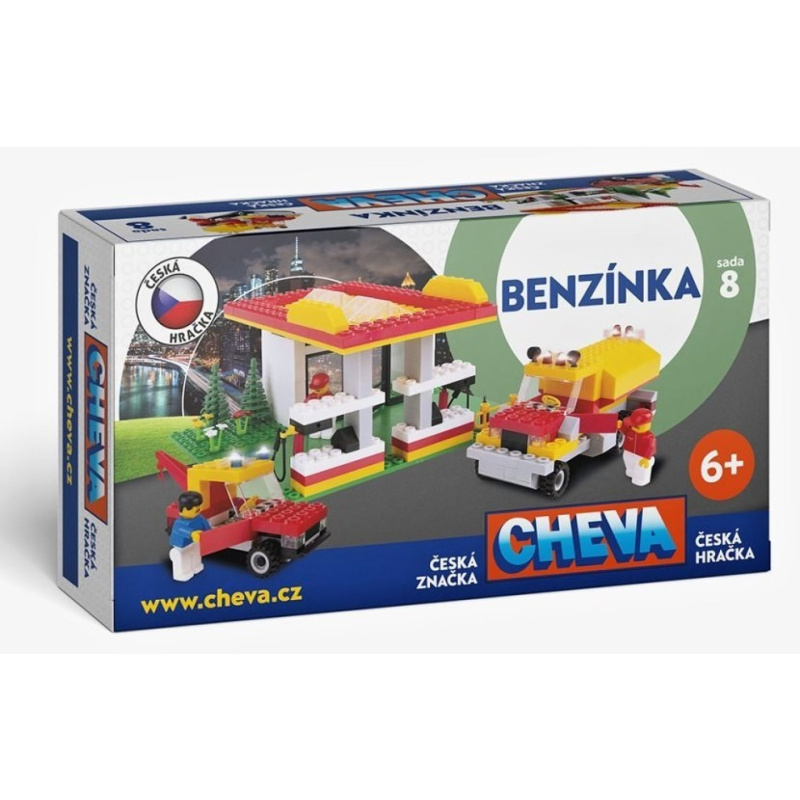Stavebnice Cheva 8 Benzínová stanice plast 349ks v krabibi 35x19x9 cm