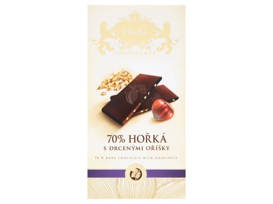 CARLA Hořká čokoláda 70% s drcenými oříšky 80 g