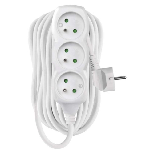 Emos Prodlužovací kabel bílý, 3 zásuvky, max. 10 A/2300 W, 10 m