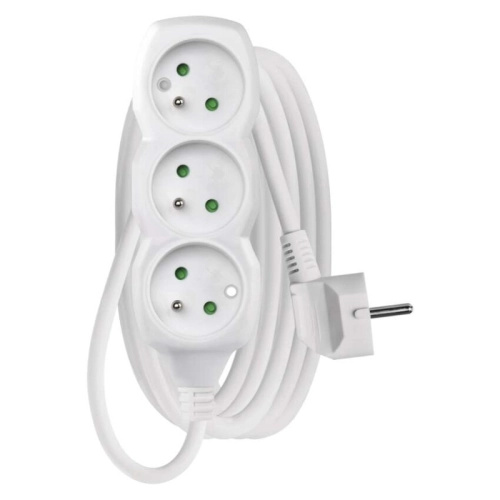 Emos Prodlužovací kabel bílý, 3 zásuvky, max. 10 A/2300 W, 3 m