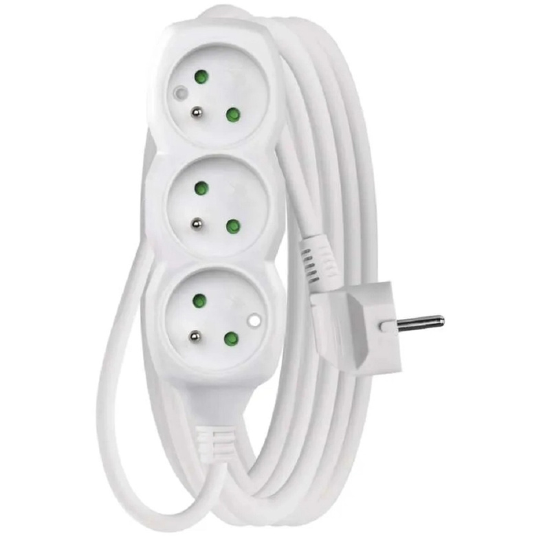 Kabel prodlužovací 3zásuvka Emos bílá 5 m 1 mm2 IP 20